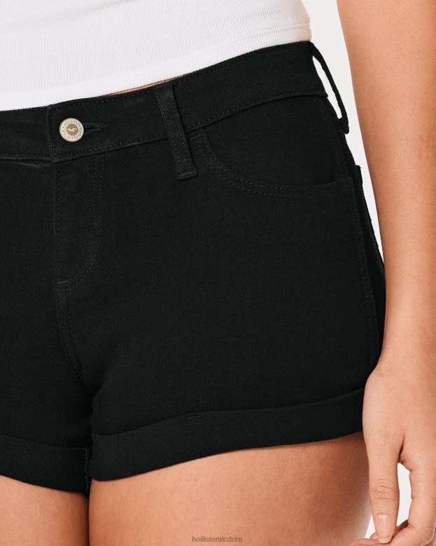 Bottoms Hollister Women Curvy Low-Rise Black Denim Shorts 3\\ 48820538 Black